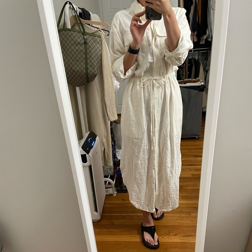 Shirt dress in cream